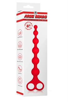 NMC 8 INCH RIBBED SILICONE ANAL BEADS RED
