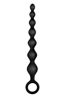 7 Inch Ribbed Silicone Anal Beads Black