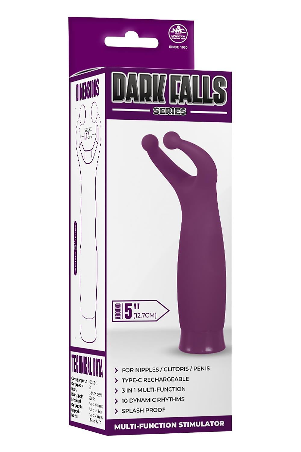 NMC 5 INCH RECHARGEABLE SILICONE 10 FUNCTIONS SPEED STIMULATOR PURPLE