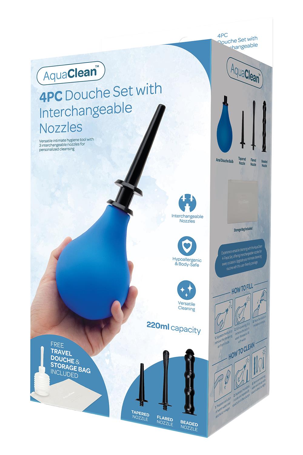 AQUACLEAN 4 PCS DOUCHE WITH INTERCHANGEABLE NOZZLE 220ML