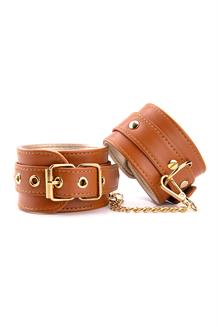 Elite Ankle Cuffs Cognac Vegan Leather