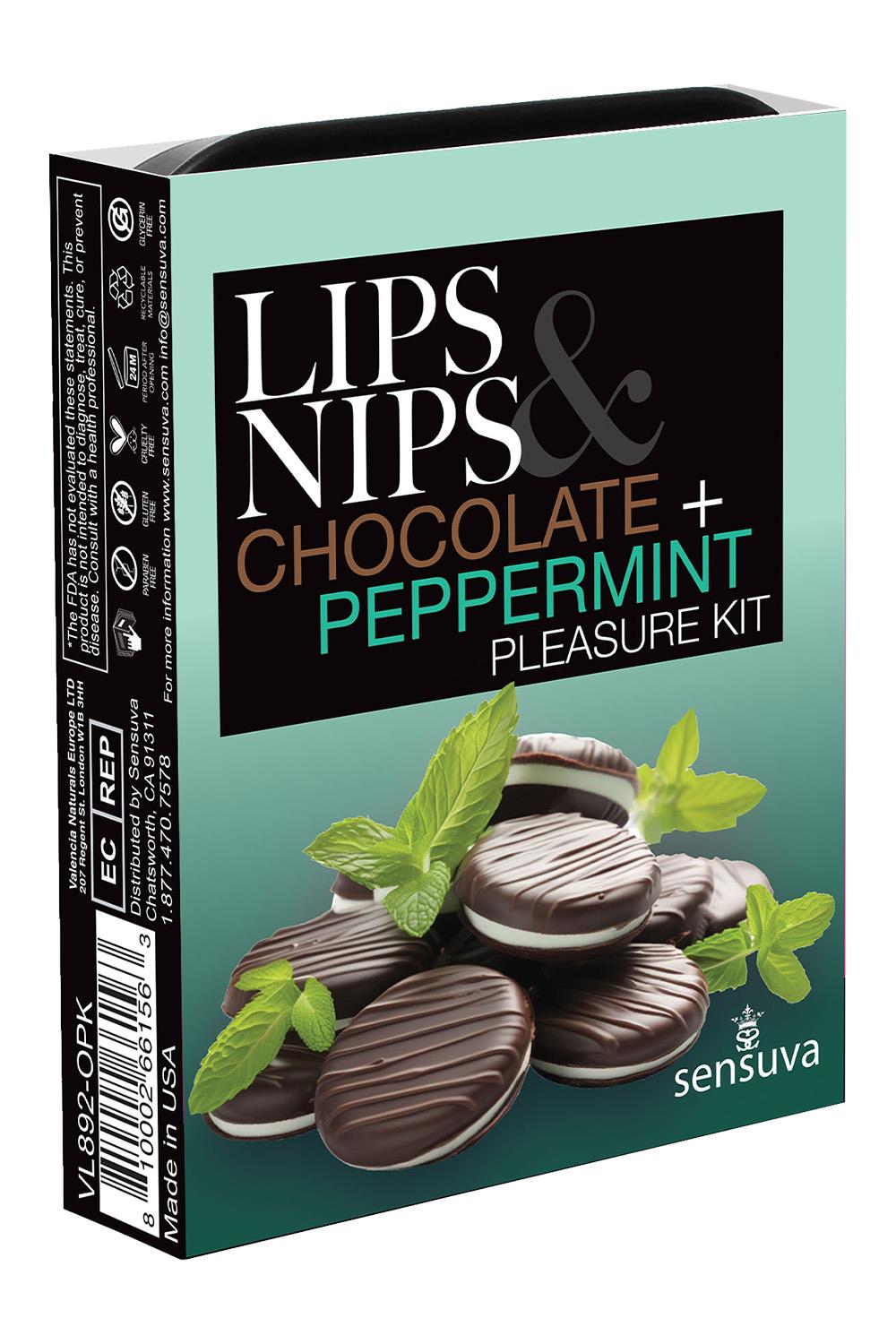 SENSUVA LIPS AND NIPS PLEASURE KIT CHOCOLATE NIP ZIP AND CHOCOLATE PEPPERMINT LTD EDITION XBALM
