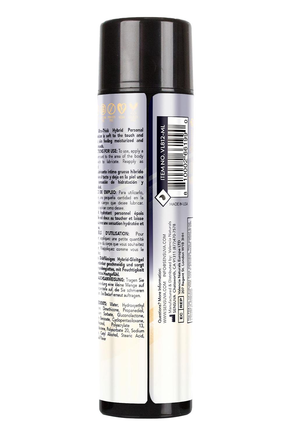 SENSUVA ULTRA THICK HYBRID PERSONAL MOISTURIZER ANAL HIGH PH FORMULA ORIGINAL UNFLAVORED 150ML