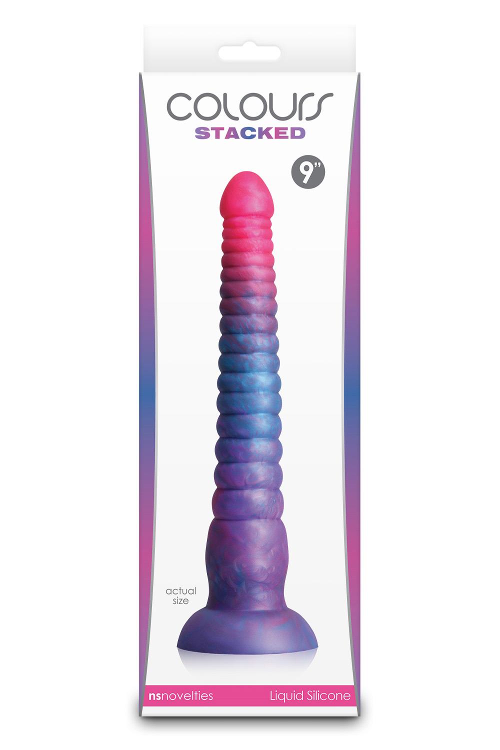 COLOURS STACKED 9 INCH DILDO PINK/BLUE
