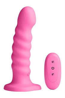 Ribbed 6 Inch Vibrating Pink
