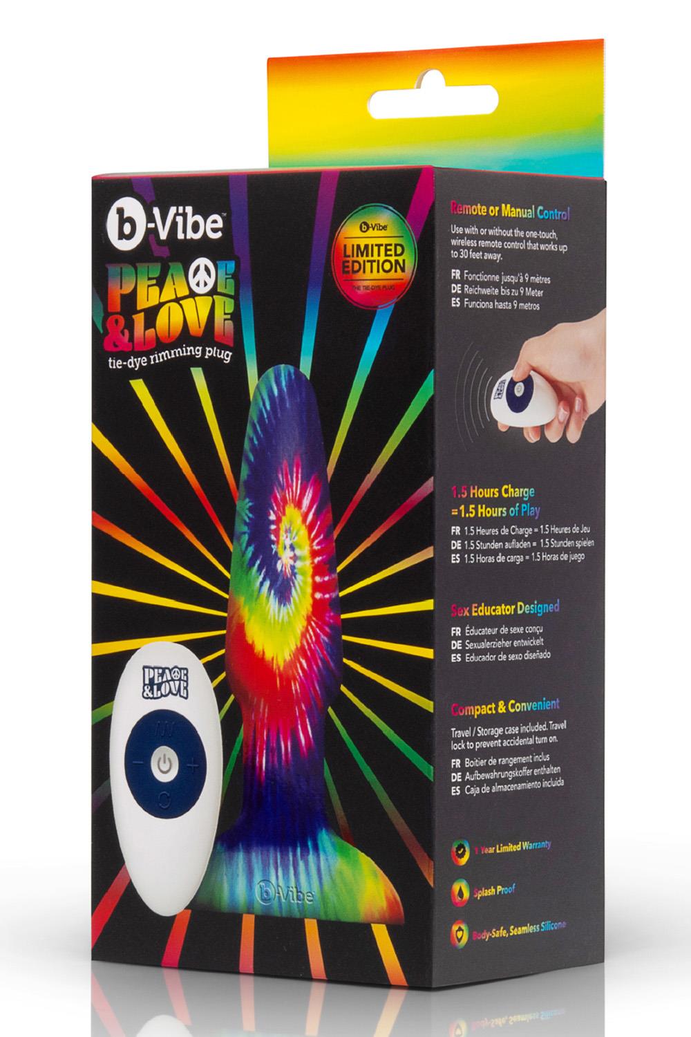 B-VIBE PEACE AND LOVE TIE DYE RIMMING PLUG