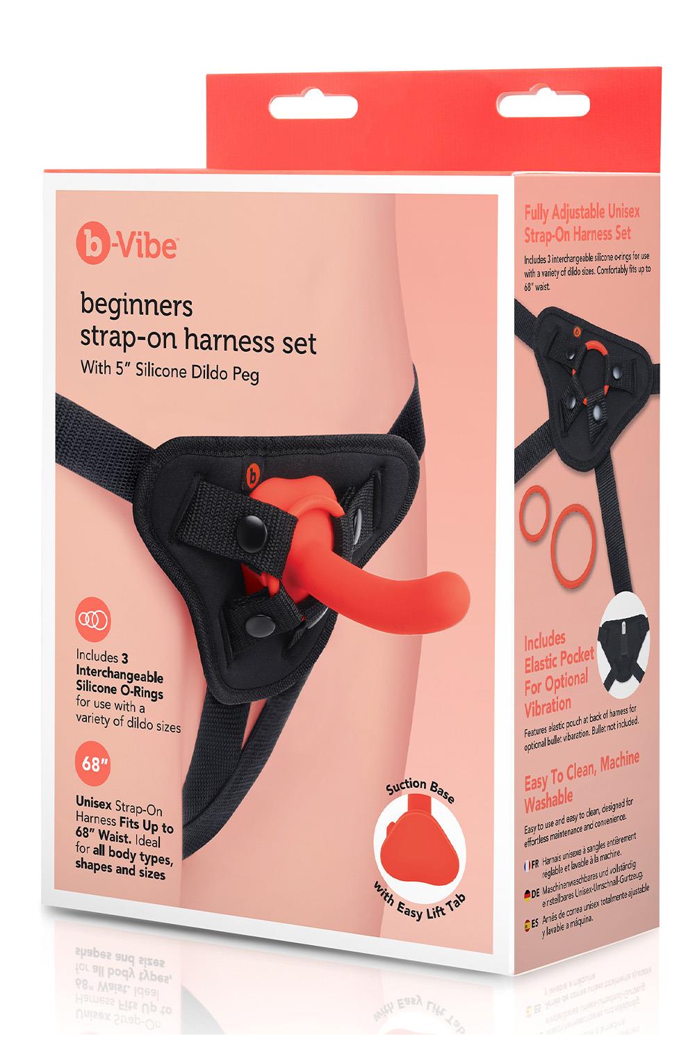 B-VIBE BEGINNERS STRAP-ON HARNESS SET WITH 5 INCH SILICONE DILDO PEG