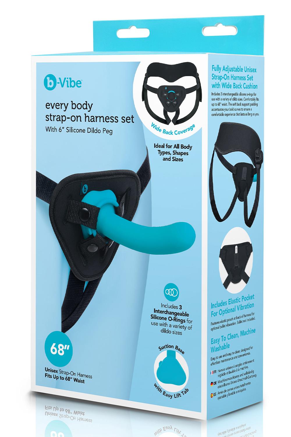 B-VIBE EVERY BODY STRAP-ON HARNESS SET WITH 6 INCH SILICONE DILDO PEG