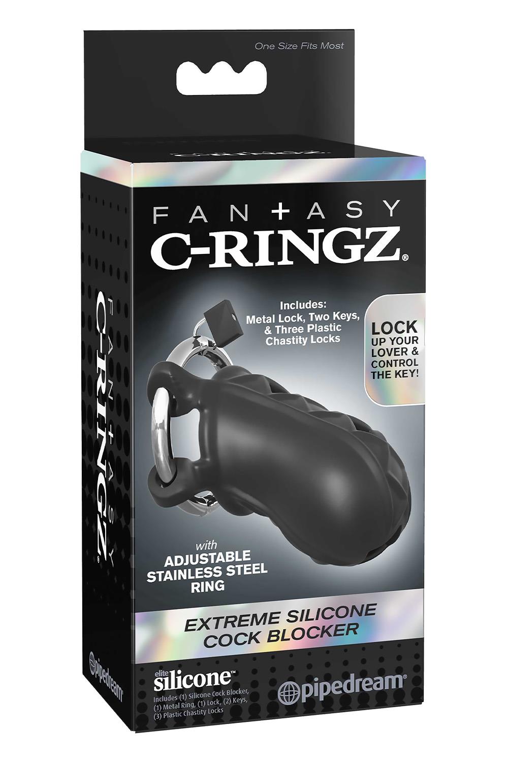 FANTASY C-RINGZ EXTREME SILICONE COCK BLOCKER BLACK