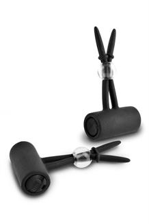 Vibrating Silicone Nipple Lassos Black