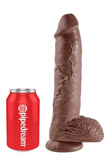 10 Inch Cock with Balls Brown