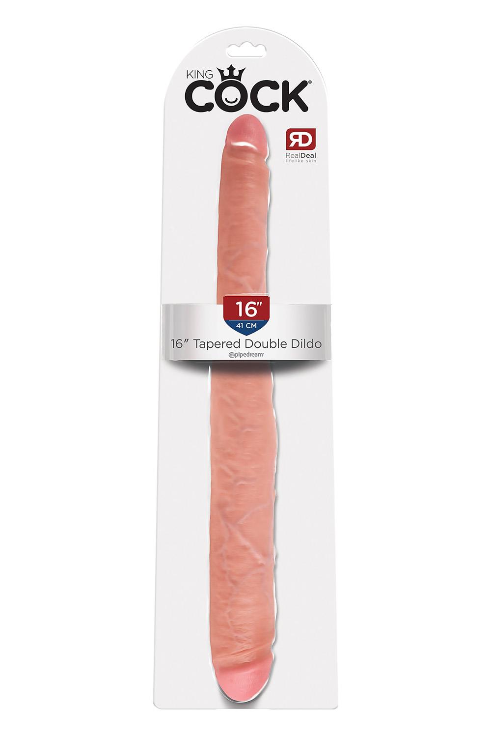 KING COCK 16 INCH TAPERED DOUBLE DILDO LIGHT