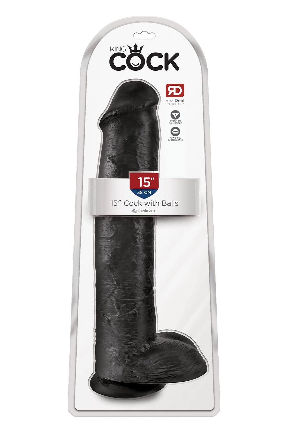 KING COCK 15 INCH COCK WITH BALLS BLACK