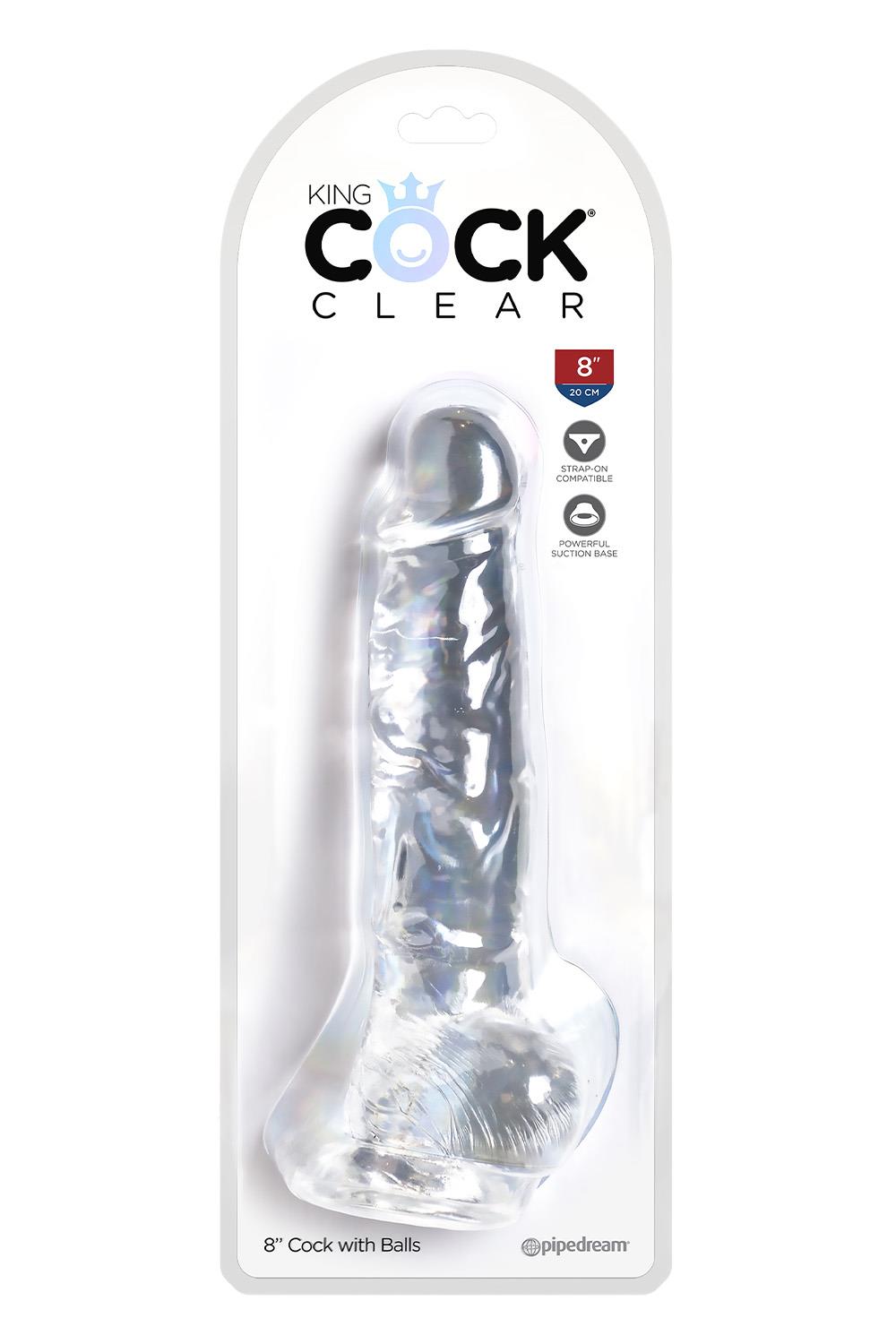 KING COCK CLEAR 8 INCH COCK WITH BALLS CLEAR