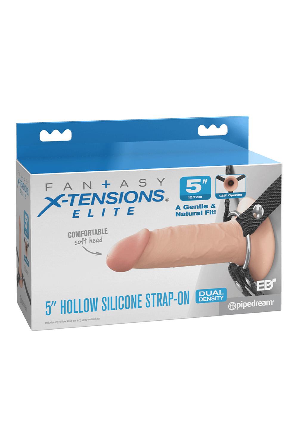 FANTASY X-TENSIONS ELITE 5 INCH SILICONE HOLLOW STRAP-ON DUAL DENSITY