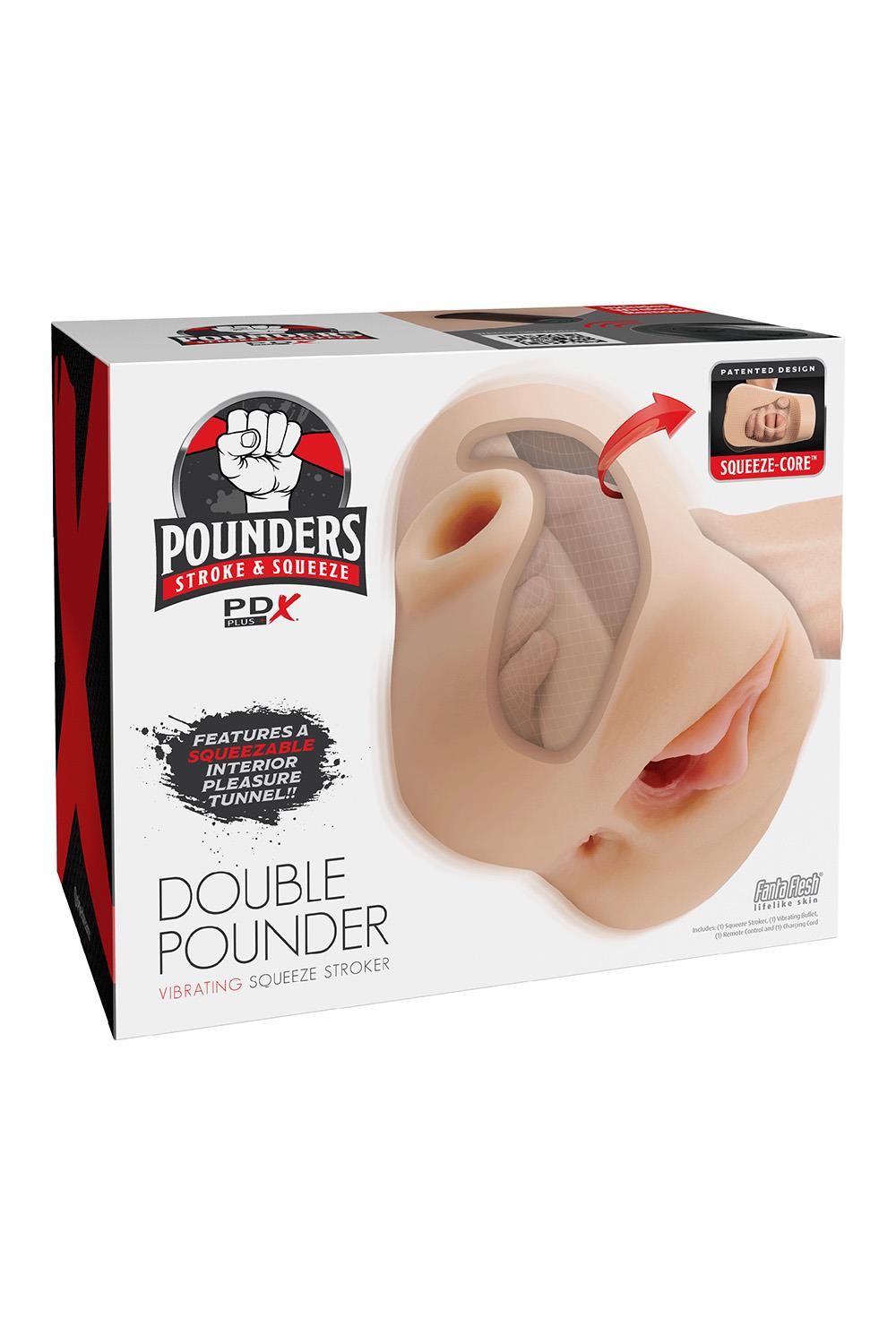 PDX PLUS DOUBLE POUNDER VIBRATING SQUEEZE STROKER