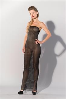 Printed Datex Striped Tube Dress Black