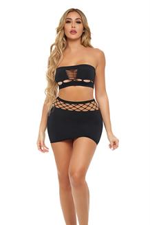 Net Worth 2 Pcs Bandeau Set Black