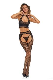 Slide Your Way 2 Pcs Halter Bra Set Black