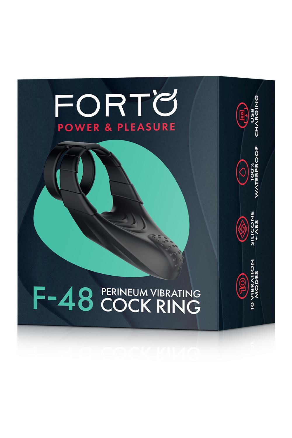 FORTO F-48 VIBRATING PERINEUM DOUBLE C-RING BLACK
