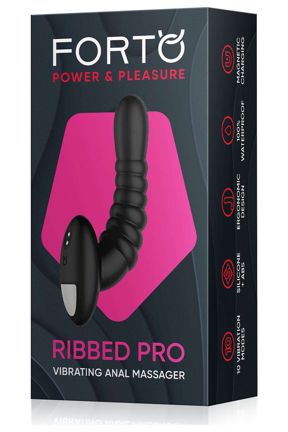 FORTO RIBBED PRO VIBRATING MASSAGER BLACK