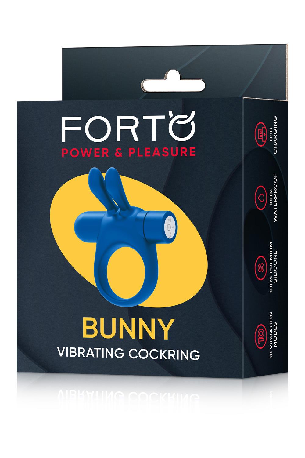 FORTO BUNNY VIBRATING COCKRING BLUE