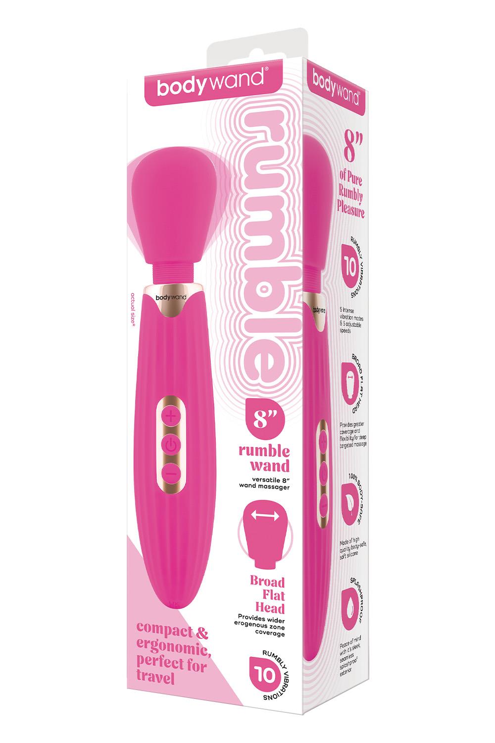BODYWAND RUMBLE WAND 8 INCH HOT PINK