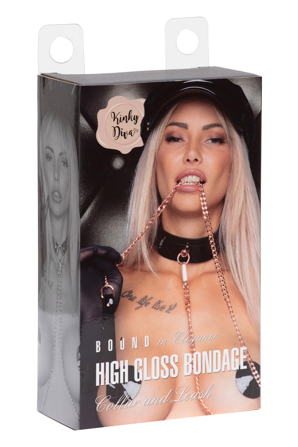 KINKY DIVA O-RING COLLAR + LEASH BLACK/GOLD