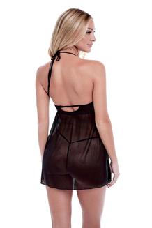 BACI ECO LACE AND MESH CHEMISE BLACK